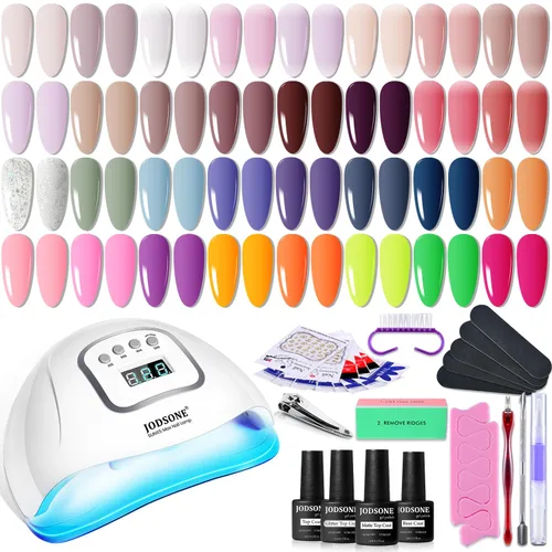 Vista 16 de JODSONE - Juego de 100 esmaltes de uñas de gel (5 ml cada uno) con capa base que no se limpia, capa de base que se borra y capa superior mate