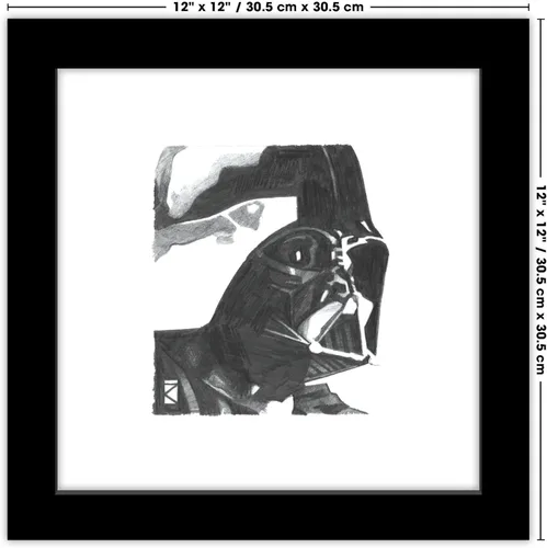 Vista 6 de Trends International Gallery Pops Star Wars: Saga - Arte de pared de boceto de Darth Vader, versión enmarcada en negro, 12 x 12 pulgadas