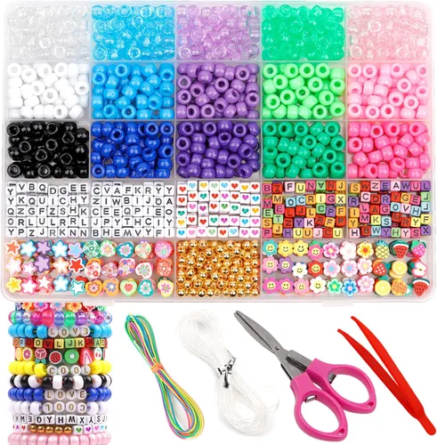 Vista 19 de Cuentas de Pony de Plástico Coloridas para Pulsera para Hacer Joyas para Pulseras de Amistad 6x9mm Multicolor para Cuentas Trenzado de Cabello