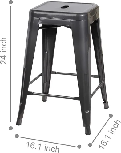 Vista 89 de GIA Taburete de mostrador sin respaldo de 24 pulgadas, cantidad de 4, bronce con asiento de madera clara