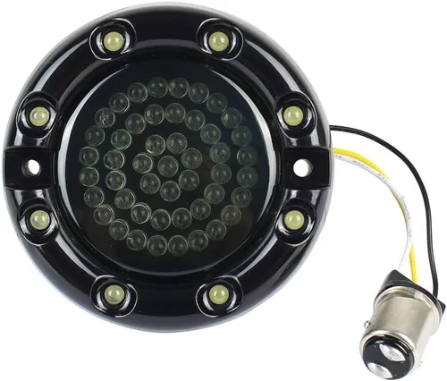 Vista 5 de ZYTC 3 1/4 "LED intermitentes con luz corriente estilo bala frontal 1157 LED kit de señal de giro ámbar blanco para Harley Davidson caja negra