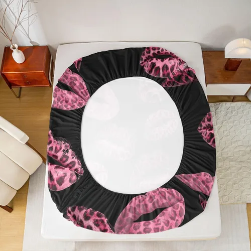 Vista 5 de Feelyou Leopard Print Lips Fitted Sheet Twin Size for Kids Boys Girls Cheetah Print Bed Sheets Set 16" Deep Pocket Soft Breathable Microfiber