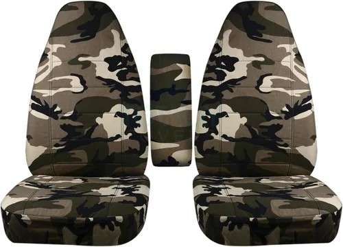 Vista 9 de Totally Covers Compatible con Ford Ranger/Mazda Serie B 2004-2012, fundas de asiento de cubo de camión de camuflaje con funda para reposabrazos verde