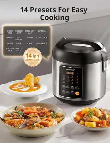 Vista 2 de COMFEE' Olla de arroz, olla multicocción de acero inoxidable 14 en 1, olla de cocción lenta, vaporera, saltear y calentar, 5.3 cuartos de galón, 20