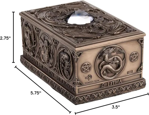 Vista 9 de Veronese Design Dragons of The Sabbats - Caja de tarrot con acabado de bronce místico