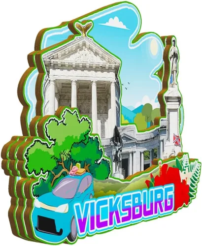 Vista 2 de Vicksburg - Imán de Mississippi USA para nevera de madera 3D, monumentos de viaje, coleccionables, recuerdos, decoración hecha a mano -2781