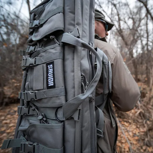 Vista 8 de Savior Equipment American Classic - Bolsa táctica doble para armas largas, estuche de transporte para pistola con correa de mochila, compartimento