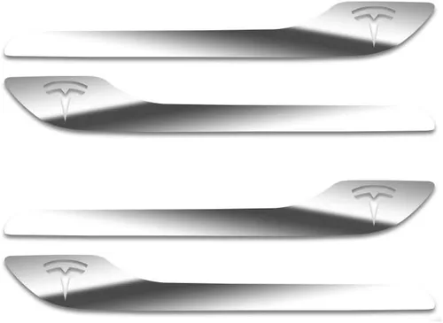 Vista 45 de IPG Kit de 4 calcomanías para manija de puerta de Tesla Model 3/Model Y (juego de 4) con logotipo de Tesla (fibra de carbono negra)