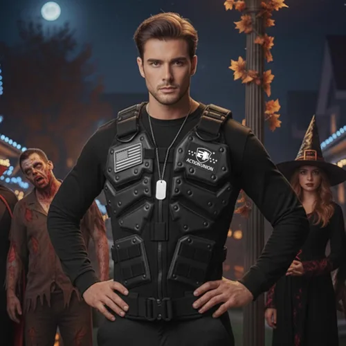 Vista 8 de ACTIONUNION Chaleco táctico para hombre, chaleco de Airsoft, chaleco Molle ajustable para adultos, disfraces de cosplay