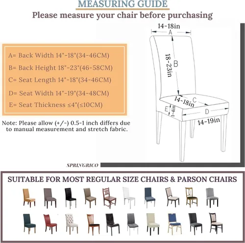 Vista 6 de SPRINGRICO Fundas navideñas para sillas de comedor, paquete de 6, fundas elásticas para sillas de comedor, fundas para sillas Parsons de cocina