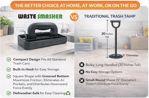 Vista 10 de Herramienta manual de compactador de basura - Prensa de basura manual con gancho incorporado - para contenedor de basura de cocina - Diseño que