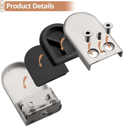 Vista 7 de Kamtop Abrazadera de vidrio, abrazadera redonda de vidrio de 0.236 a 0.276 pulgadas, soporte ajustable, abrazaderas de acero inoxidable 304, parte