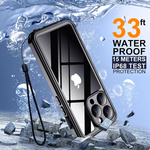 Vista 4 de Temdan Funda impermeable para iPhone 15 Pro Max, protector de pantalla y lente integrados [IP68 bajo el agua] [a prueba de caídas militar]