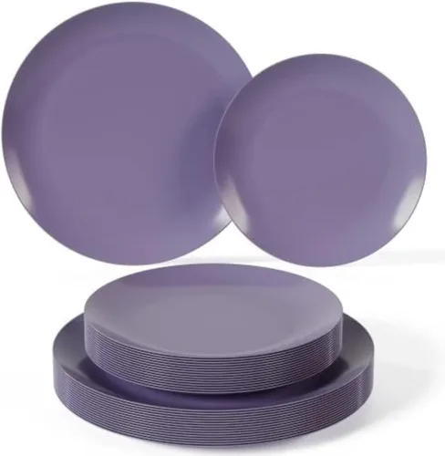 Vista 14 de Trendables Juego de vajilla de plástico, 40 platos desechables de plástico para fiesta, 20 invitados, platos de postre de 20 x 8 y 20 x 10 platos