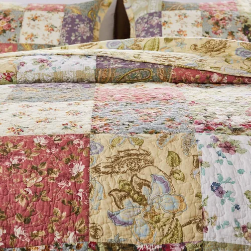 Vista 4 de Greenland Home Blooming Prairie, juego de colcha matrimonial de 3 piezas, Algodón, Multicolor, gemelo