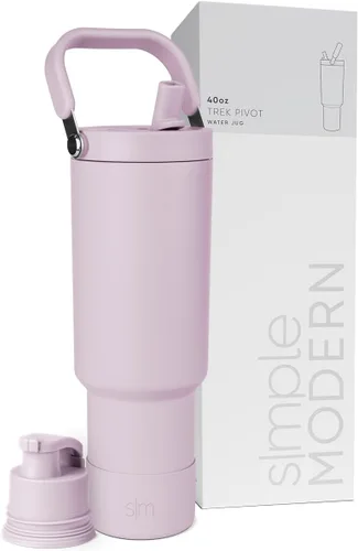 Vista 35 de Simple Modern Trek Pivot Vaso con pajita abatible de 30 oz con asa Botella de agua y protector Tapas intercambiables de pajita y para beber