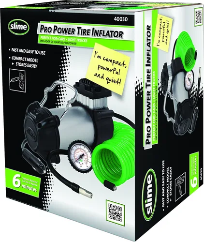 Vista 8 de Slime 40030 Tire Inflator, Pro Power, Compact, Portable Car/Light Trucks Air Compressor, with Analog 100 psi Dial Gauge, Long Extended Reach Hose
