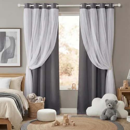 Vista 10 de PONY DANCE Cortinas para Sala de 84 Pulgadas de Largo - Cortinas con Capa Traslúcida, 52 Pulgadas de Ancho, Paneles para Tratamiento de Ventanas