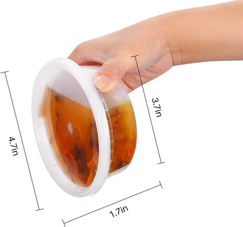 Vista 8 de EDI [8 OZ, 50 juegos] Contenedores de plástico para almacenar alimentos deli con tapas herméticas Apto para microondas, congelador, lavavajillas