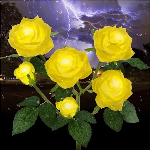 Vista 12 de TYNLED Luces solares de estaca de jardín para exteriores, luz LED mejorada con 6 rosas, luces decorativas solares impermeables para patio, camino