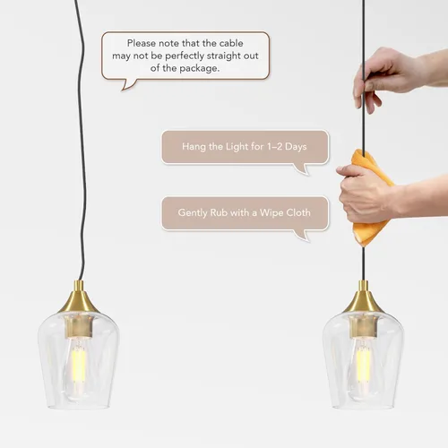 Vista 6 de VONLUCE Lámpara Colgante de Isla de Cocina, Lámpara Colgante de Oro Cepillado con Base E26 y Cable Ajustable, Iluminación Colgante Moderna