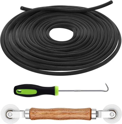 Kit de reparación de pantalla: herramientas de pantalla 3 en 1 incluyendo rodillo, ranura de 0.12 pulgadas x 32.8 pies, gancho de extracción para