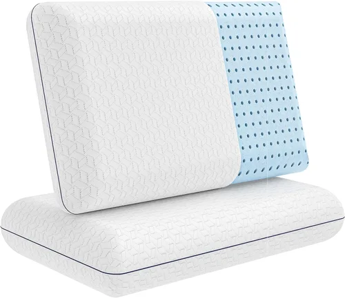 Vista 11 de Almohada de espuma viscoelástica de gel refrescante, paquete de 1, almohadas de cama de tamaño estándar para dormir, firmeza media, almohada