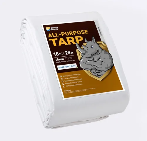 Vista 48 de GUARD SHIELD Lona súper resistente de color negro/plateado de 6 x 8 pies, lona impermeable de 16 mil de grosor, resistente a los rayos UV y a