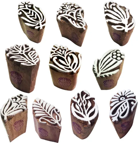 Vista 28 de Sellos de impresión de arcilla Arty Crafty pequeños bloques de madera con forma floral (juego de 10) Htag2101