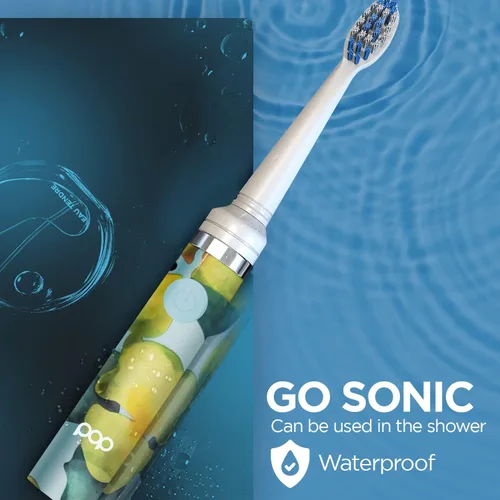 Vista 5 de Cepillo de dientes eléctrico Pop Sonic (acuarela azul) - Cepillos de dientes de viaje con batería AAA Cepillos de dientes eléctricos para niños