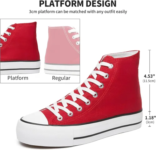 Vista 2 de FRACORA Zapatos de lona de alta calidad para mujer, zapatos de plataforma con cordones para mujer