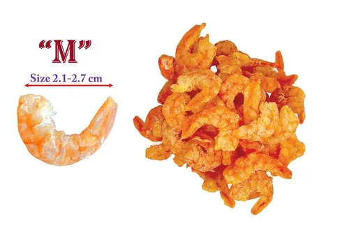Vista 8 de Camarones secos de tamaño "M" para recetas tailandesas y cocina asiática, sabor a mariscos sin cáscara y sin cabeza como aperitivo con un sabor