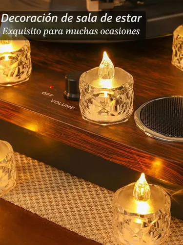 Vista 4 de Paquete de 12 velas de té LED sin llama, para decoración de Halloween, Navidad, hogar/boda, regalos de días festivos y luces decorativas