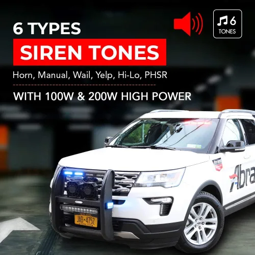 Vista 8 de Abrams Sirenas de vehículos de emergencia – Sistema PA de 100 W con 2 salidas de luces de policía de 15 A – Montaje de consola para camión