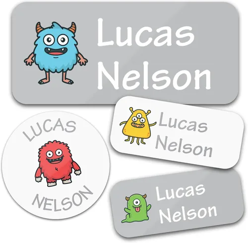 Vista 34 de Bunny Badges - 130 Etiquetas de nombre personalizadas para guardería, impermeables, adhesivas, personalizadas, para ropa, botellas de agua