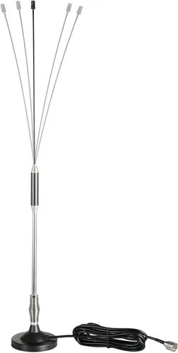 Vista 6 de Antena de estación base de radio CB magnética resistente de 27 MHz con conector macho PL-259 BNC para radio móvil/coche Cobra Midland Uniden Maxon