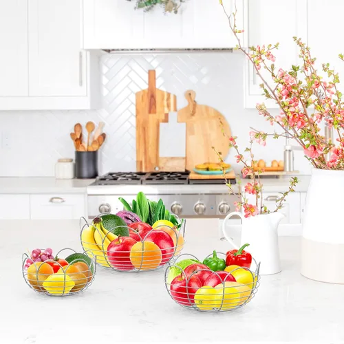 Vista 5 de Simple Houseware - Cesta colgante moderna para frutas de 3 niveles, cromado
