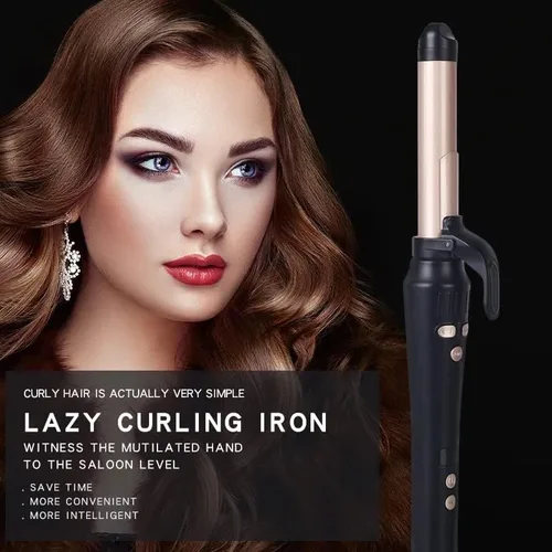 Vista 9 de Varita rizadora de cerámica LCD, barril de titanio giratorio automático de 1 pulgada, 4 temperaturas ajustables, calentamiento rápido, doble voltaje