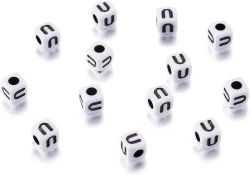Vista 20 de 240 cuentas de acrílico opaco con forma de cubo de letras A, de plástico blanco, cuentas cuadradas sueltas del alfabeto de 0.157-0.197 in