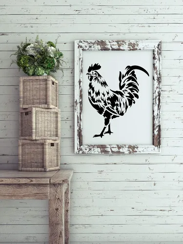 Vista 4 de Plantilla de gallo – Pinta tu propio letrero de madera – Reutilizable – Casa de campo