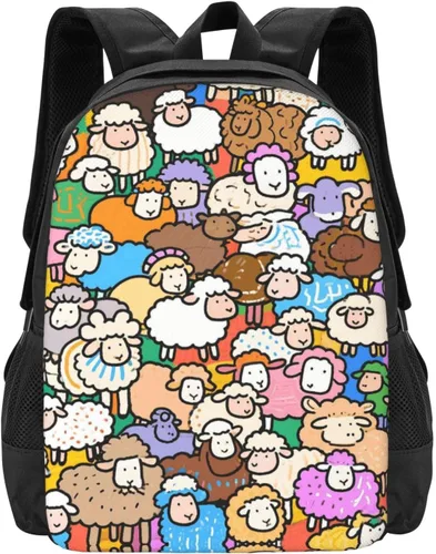 Colorful Sheep Notebook Backpack Fits 15 Inch Laptop Travel Backpack Rucksack For Men Women