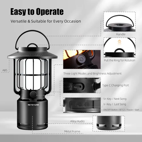 Vista 7 de Altavoces para exteriores Bluetooth impermeables, 10 W, inalámbrico, portátil, altavoz con luz de llama LED con atmósfera de antorcha