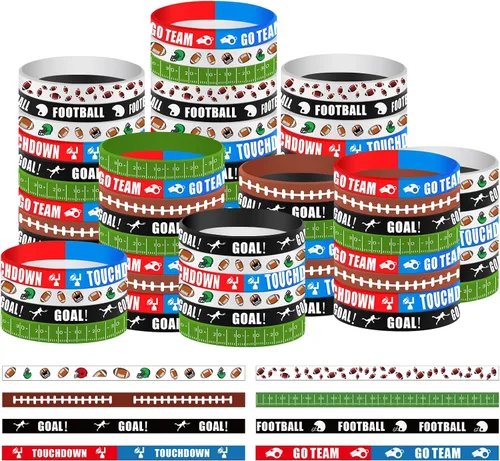 Karenhi 96 pulseras de silicona para fiestas de fútbol, pulseras de goma a granel, accesorios de fútbol para decoración de fiesta de cumpleaños con