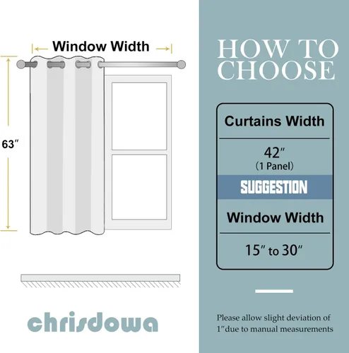 Vista 5 de ChrisDowa - Cortinas blackout con ojales y aislamiento térmico, para dormitorio, oscurecimiento de habitación, sala de estar, 1 panel, negro, 42
