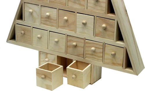 Vista 2 de Creative Hobbies Calendario de Adviento con forma de árbol de Navidad de 20 pulgadas de alto, cuenta regresiva con 24 cajones extraíbles