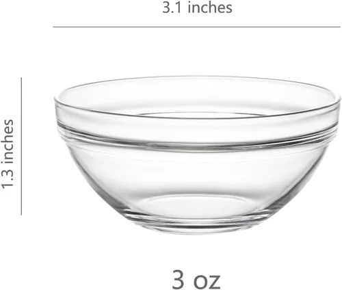 Vista 2 de Sweejar Juego de tazones pequeños de vidrio de 3 pulgadas, cuencos/platos para salsa de inmersión de 3 onzas, mini cuencos para salsa de tomate