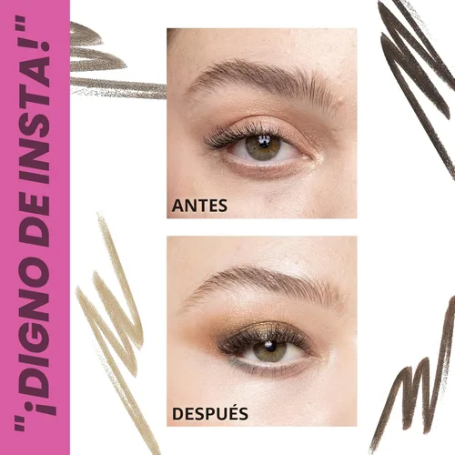 Vista 3 de wet n wild Lápiz definidor retráctil de cejas definitivo, color gris pardo, cepillo de cejas de doble cara, punta fina, forma, define, rellena