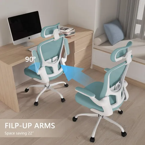 Vista 21 de Silla de oficina, silla de escritorio ergonómica de respaldo alto, silla de escritorio de malla transpirable con soporte lumbar ajustable
