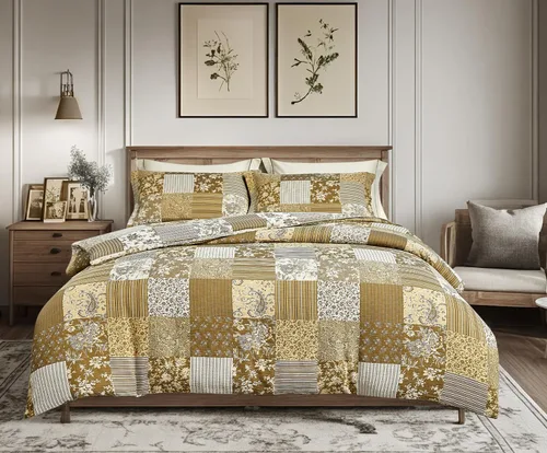 Vista 20 de SLEEPBELLA - Juego de edredón tamaño Queen, 600 hilos de algodón gris con patrón de lunares de color turquesa amarillo, juego de edredón reversible