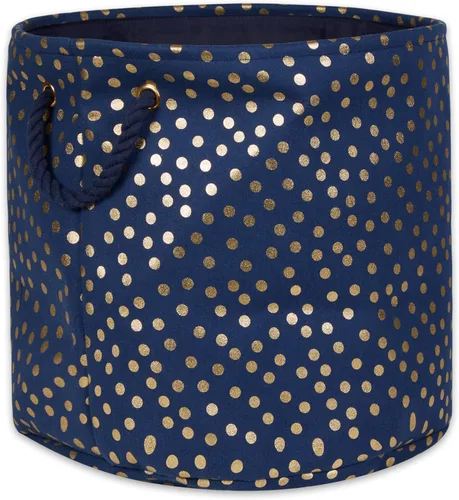 Vista 12 de DII Contenedor de almacenamiento de poliéster, colección Gold Metallic plegable con asas, grande, color blanco hueso natural